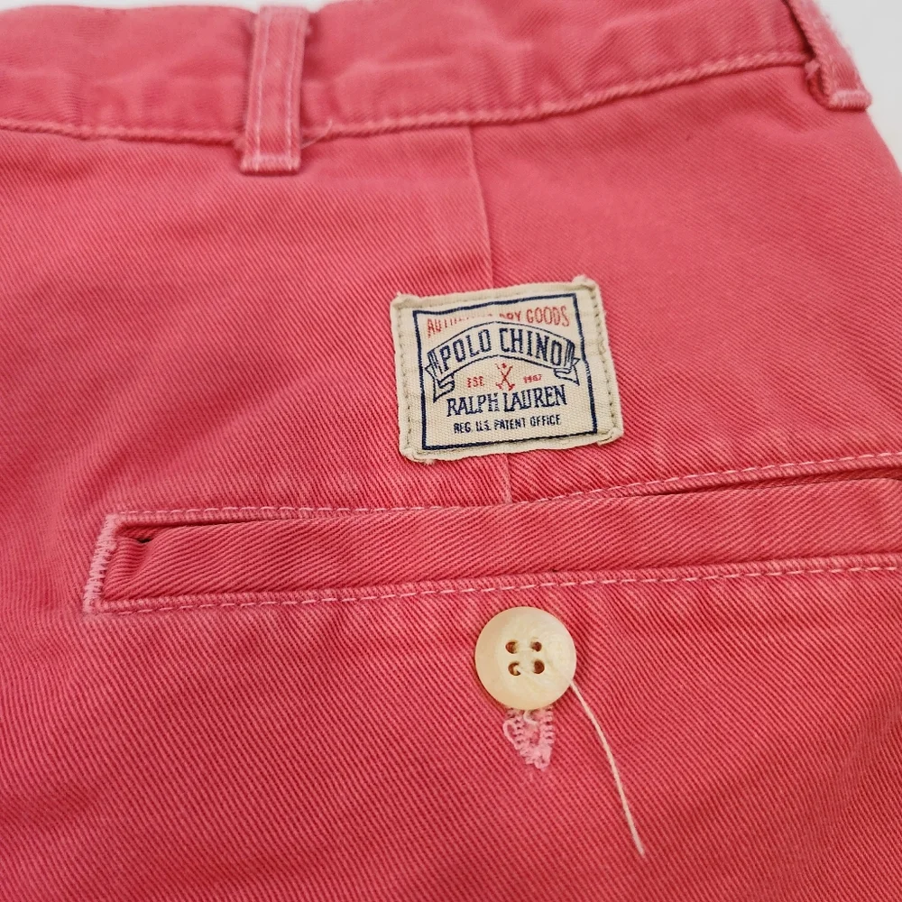 Polo Ralph Lauren Vintage Tyler Shorts Regular Fit Cotton Pleated Red Pink  36